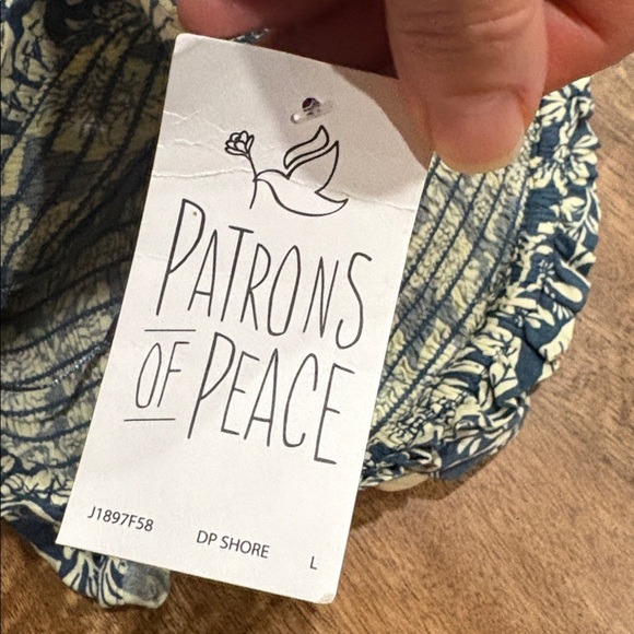 Patrons of peace teal floral strapless romper jumpsuit. Large NWT - Picture 3 of 10